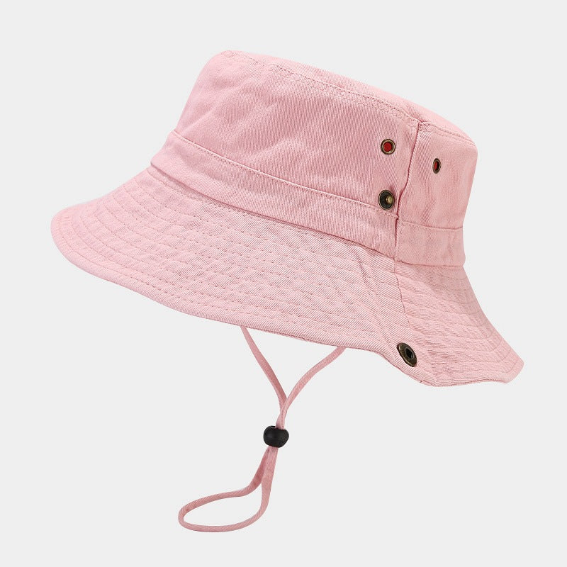 Wholesale  Patchwork Solid Color Wide-Brimmed Bucket Hat  Sun Hat